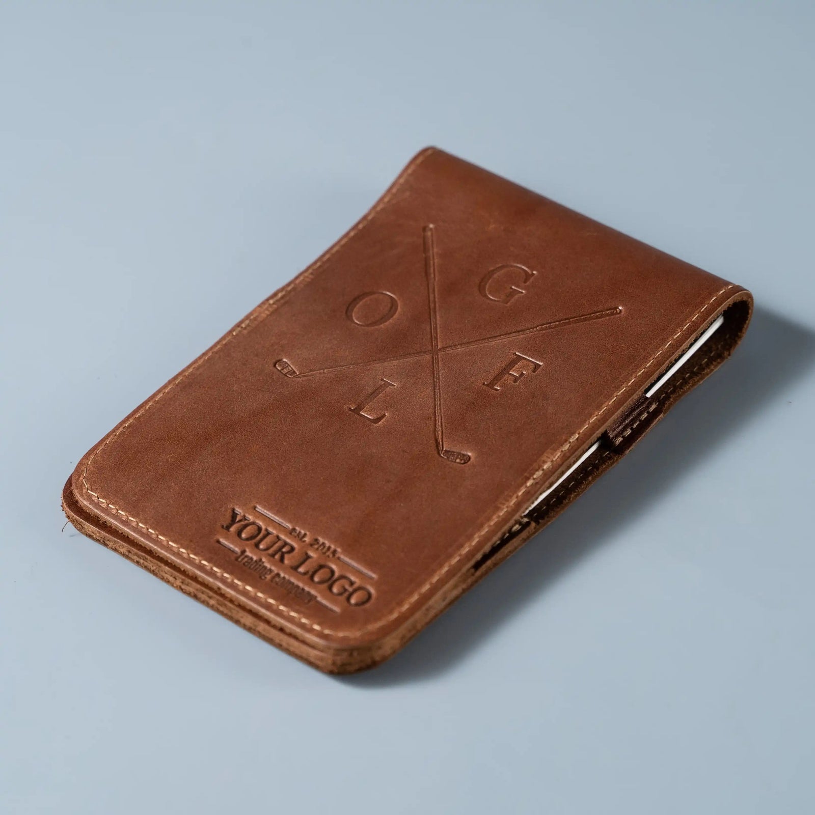 Your Logo + Our Leather - Fine Leather Golf Scorecard Holder and Logbook - Custom Logo and Corporate Gifting - Holtz Leather