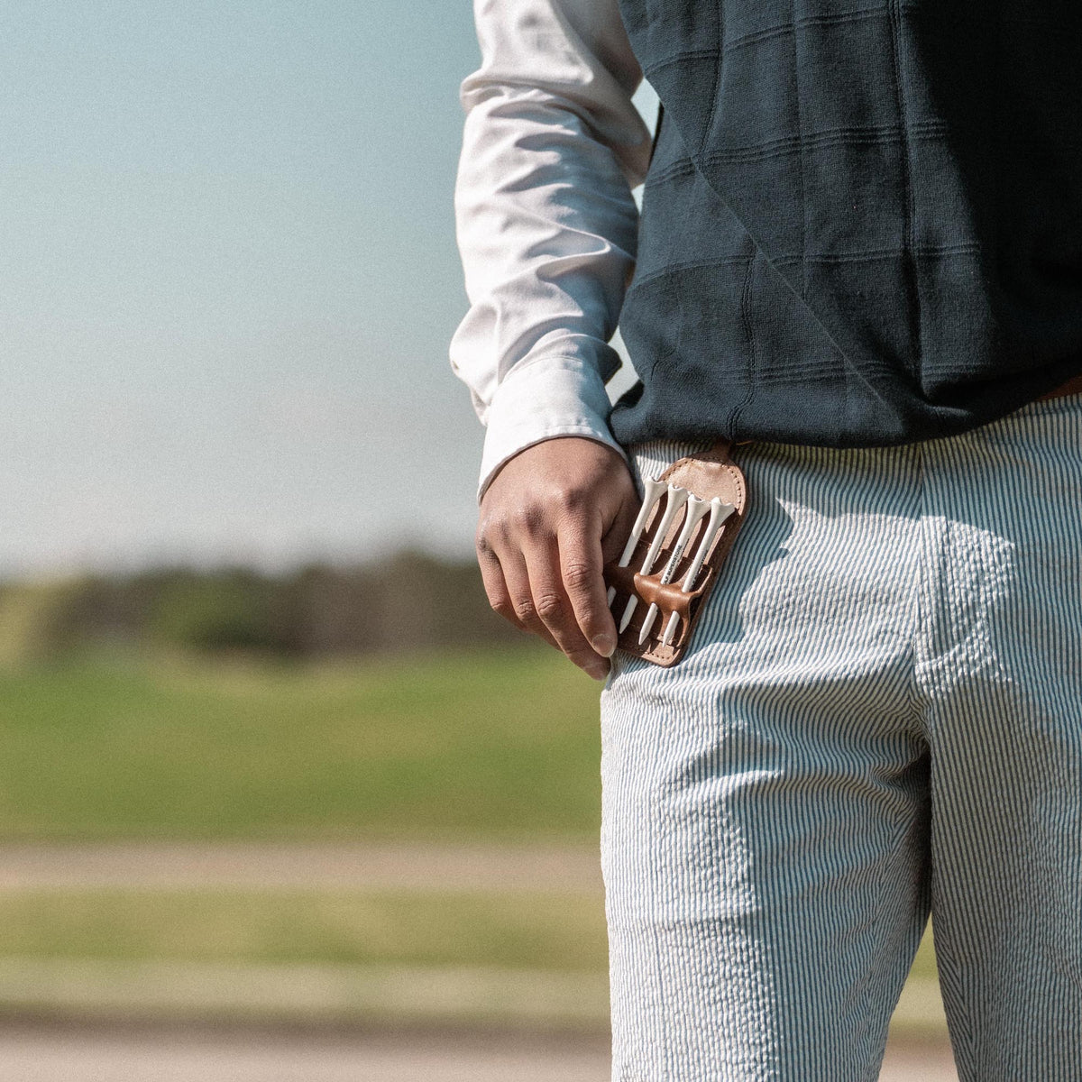 Your Logo + Our Leather - Personalized Fine Leather Golf Bag Tag and Tee Holder - Custom Logo and Corporate Gifting - Holtz Leather