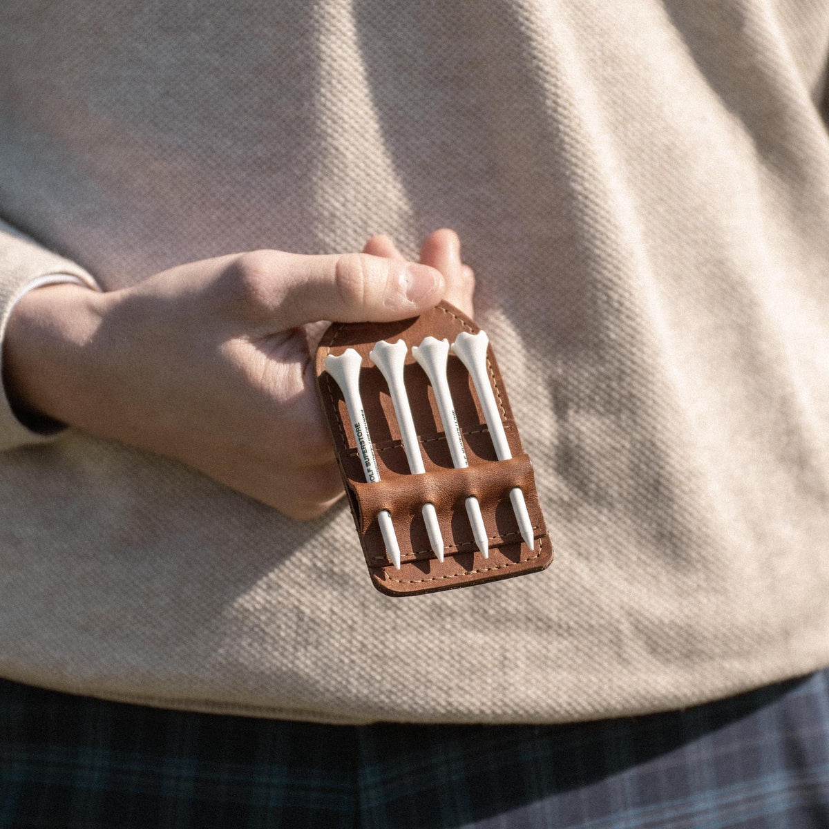 Your Logo + Our Leather - Personalized Fine Leather Golf Bag Tag and Tee Holder - Custom Logo and Corporate Gifting - Holtz Leather