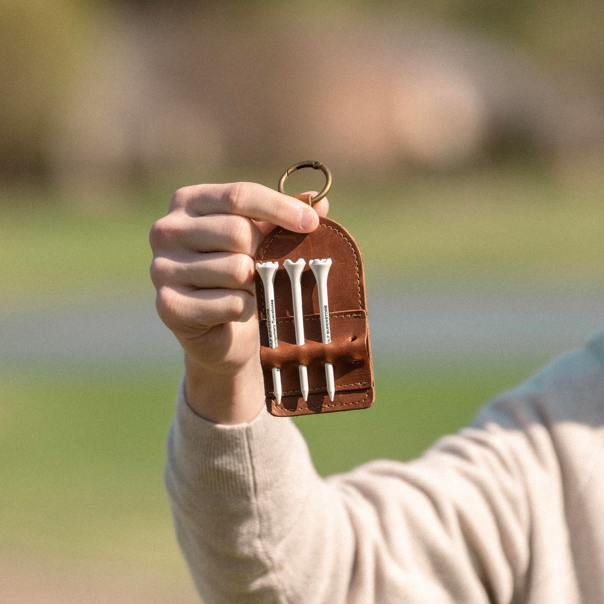 Your Logo + Our Leather - Personalized Fine Leather Golf Bag Tag and Tee Holder - Custom Logo and Corporate Gifting - Holtz Leather