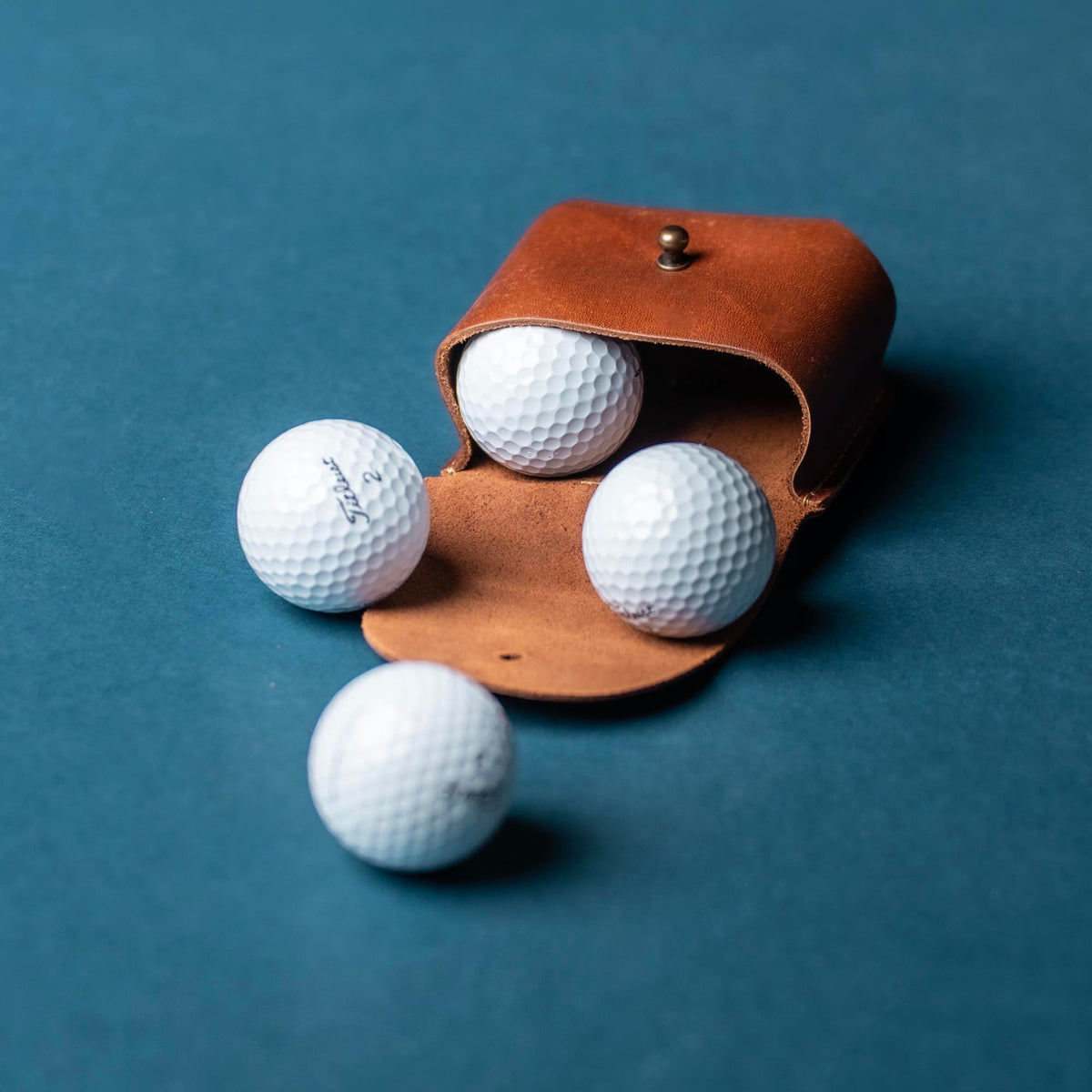 Your Logo + Our Leather - Personalized Fine Leather Golf Ball Holster - Custom Logo and Corporate Gifting - Holtz Leather