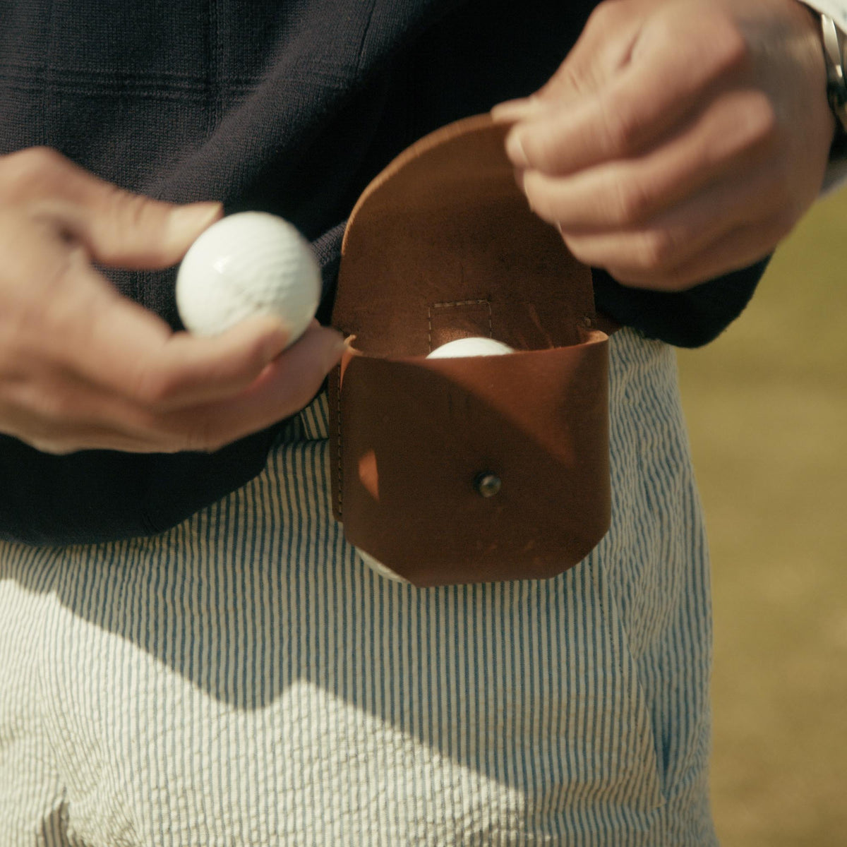 Your Logo + Our Leather - Personalized Fine Leather Golf Ball Holster - Custom Logo and Corporate Gifting - Holtz Leather