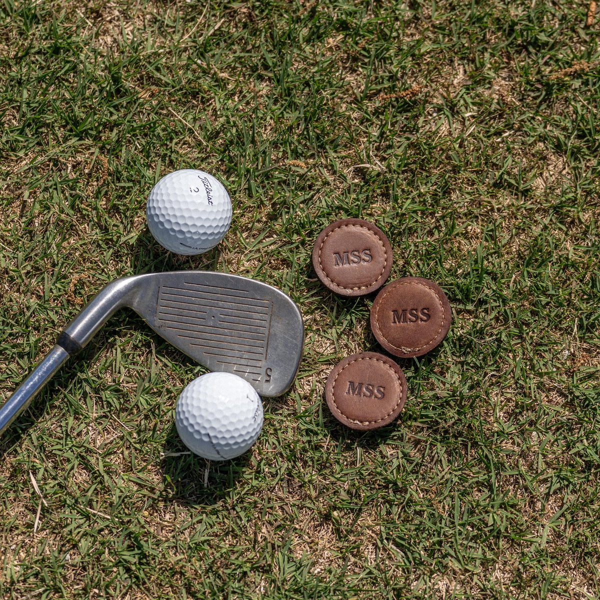 Your Logo + Our Leather - Personalized Fine Leather Golf Ball Markers - Set of 3 - Custom Logo and Corporate Gifting - Holtz Leather