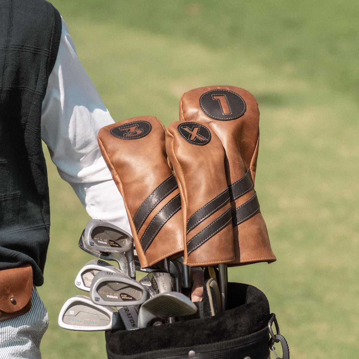 Your Logo + Our Leather - Personalized Fine Leather Golf Club Head Covers - Custom Logo and Corporate Gifting - Holtz Leather