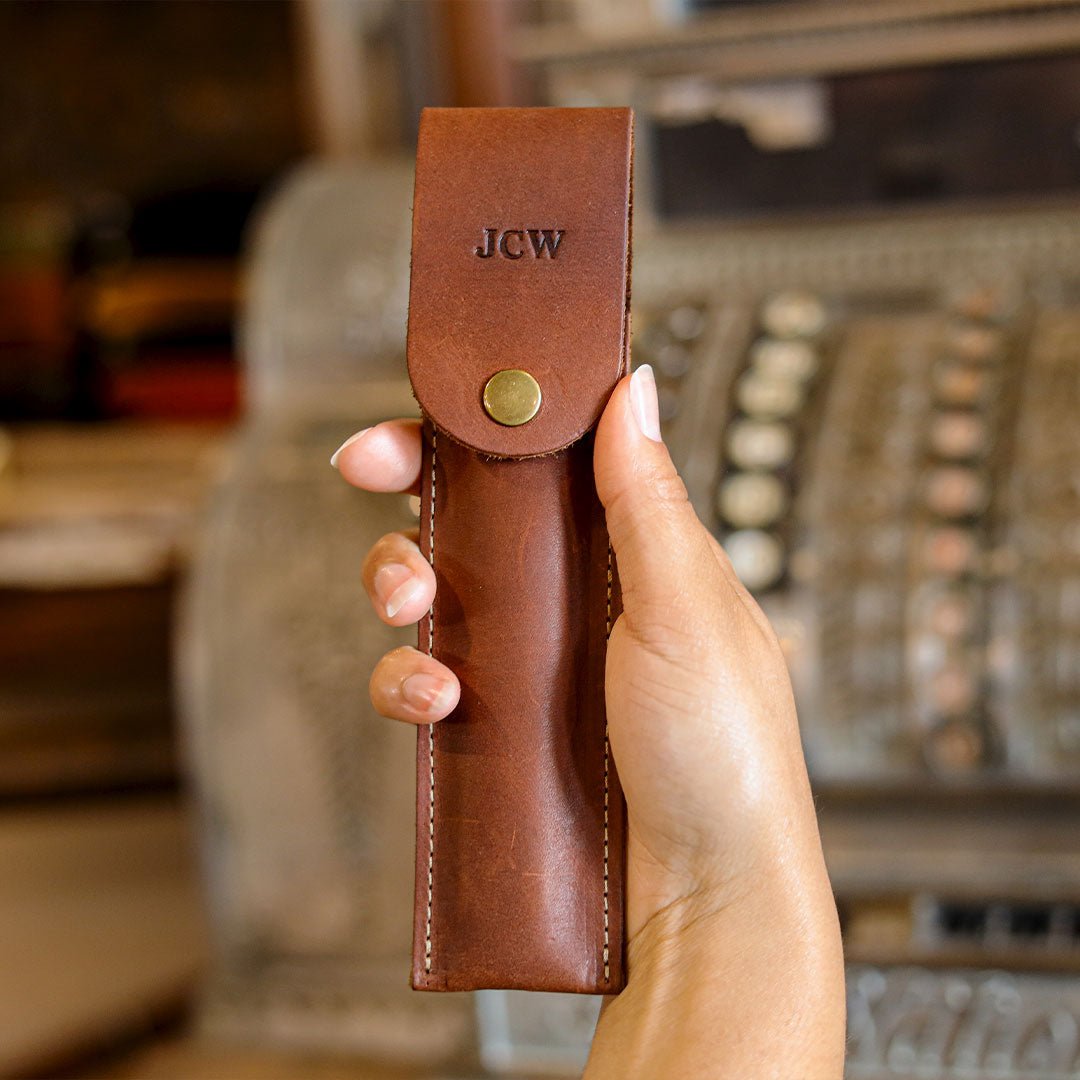 Your Logo + Our Leather - Personalized Fine Leather Pencil Sleeve - Custom Logo and Corporate Gifting - Holtz Leather
