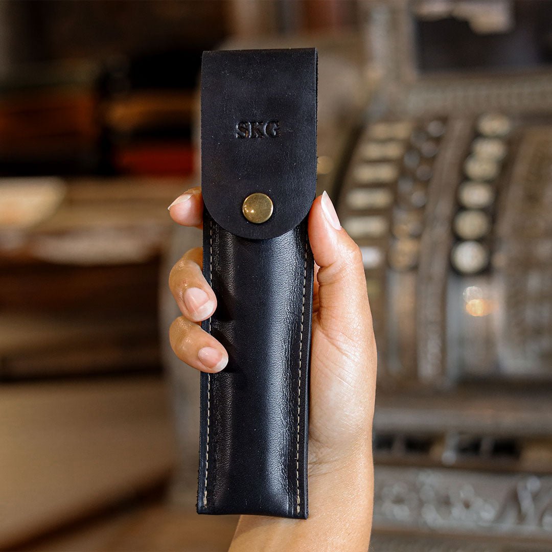 Your Logo + Our Leather - Personalized Fine Leather Pencil Sleeve - Custom Logo and Corporate Gifting - Holtz Leather