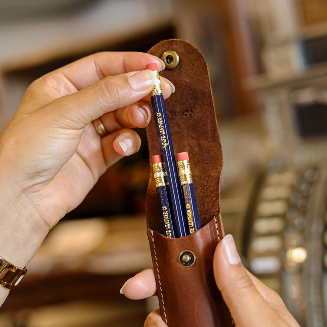 Your Logo + Our Leather - Personalized Fine Leather Pencil Sleeve - Custom Logo and Corporate Gifting - Holtz Leather