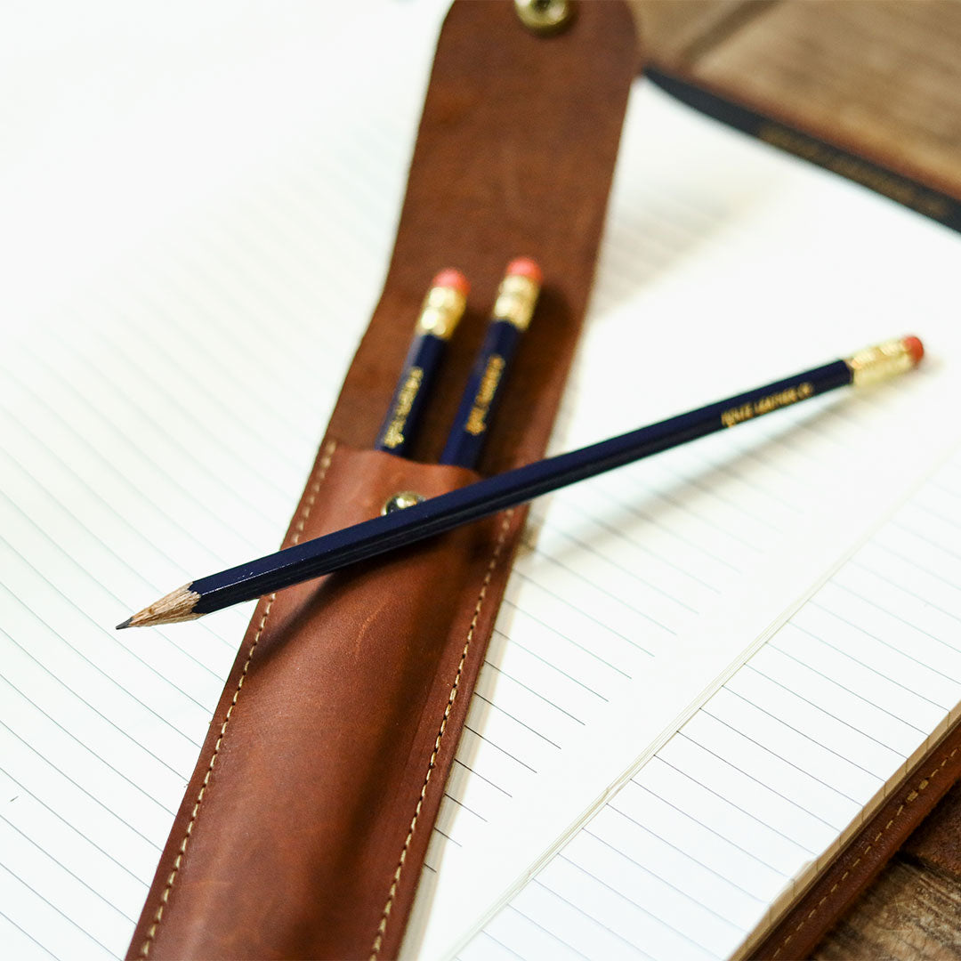 Your Logo + Our Leather - Personalized Fine Leather Pencil Sleeve - Custom Logo and Corporate Gifting