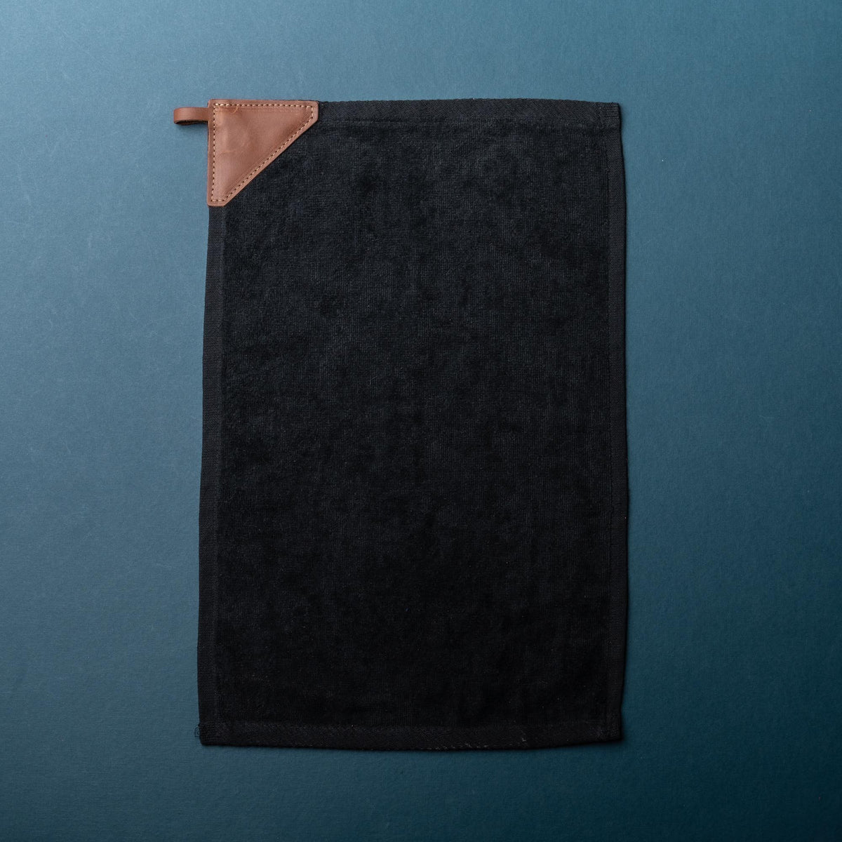 Your Logo + Our Leather - Personalized Fine Leather Tabbed Golf Towel with Magnet & Carabiner - Custom Logo and Corporate Gifting - Holtz Leather