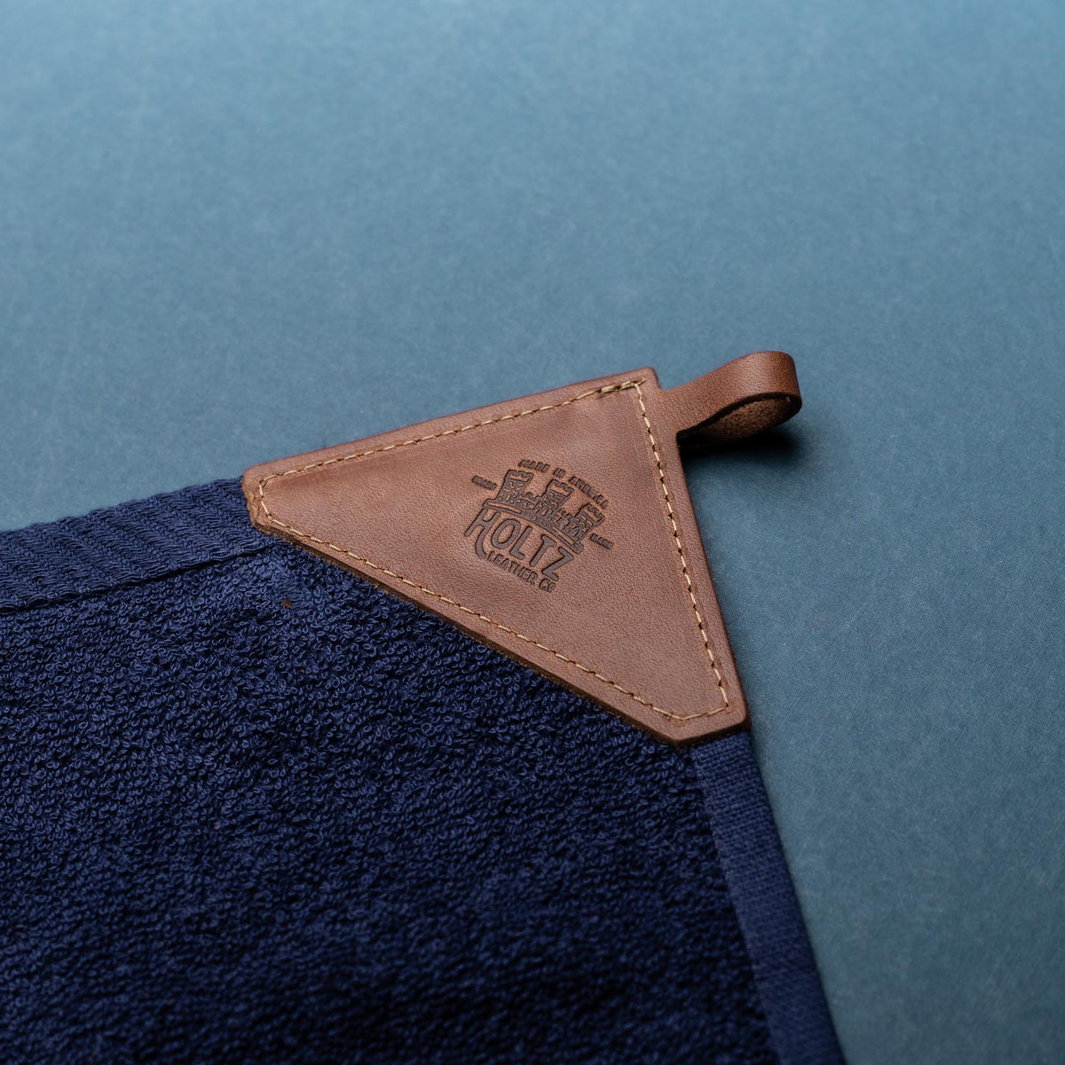 Your Logo + Our Leather - Personalized Fine Leather Tabbed Golf Towel with Magnet & Carabiner - Custom Logo and Corporate Gifting - Holtz Leather