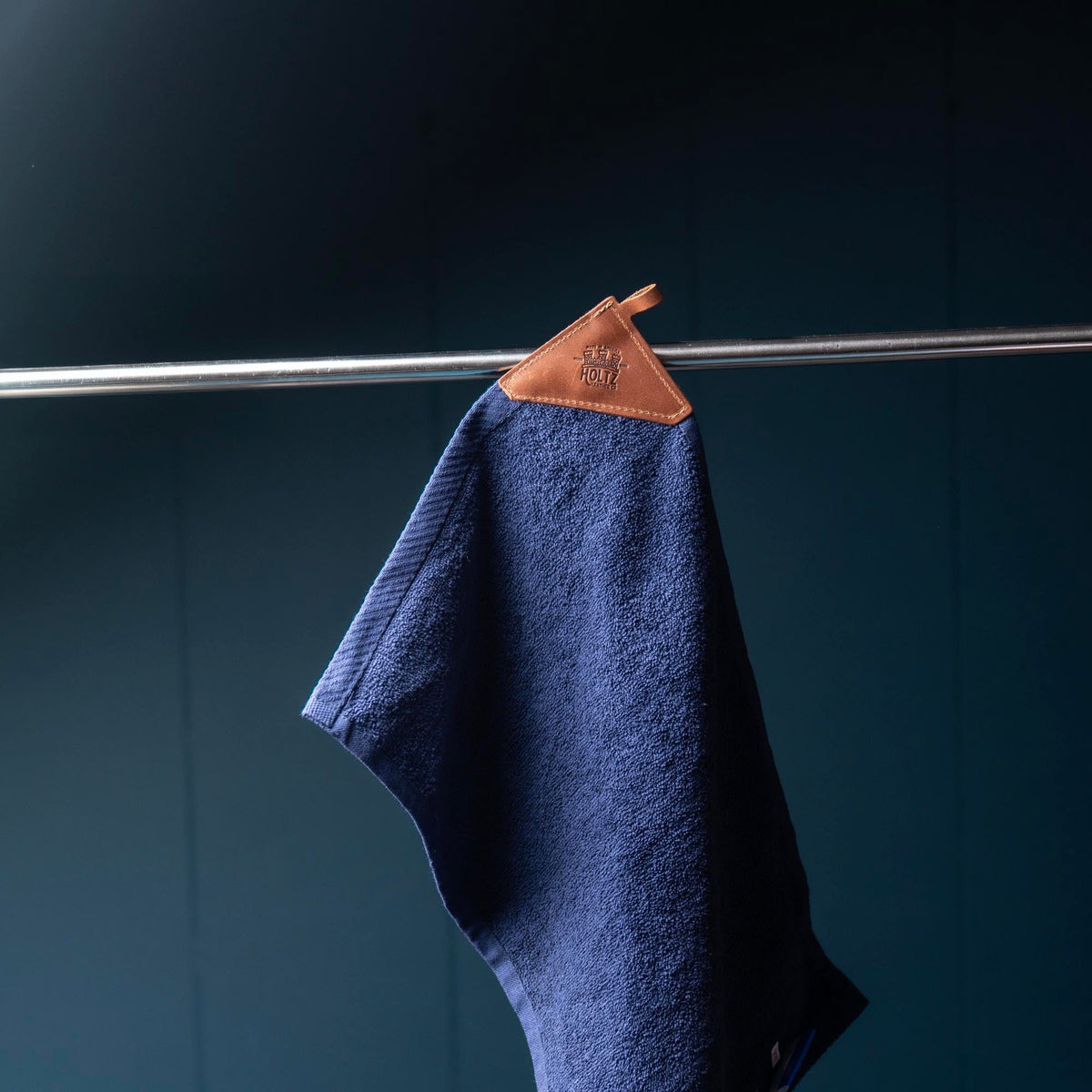 Your Logo + Our Leather - Personalized Fine Leather Tabbed Golf Towel with Magnet & Carabiner - Custom Logo and Corporate Gifting - Holtz Leather