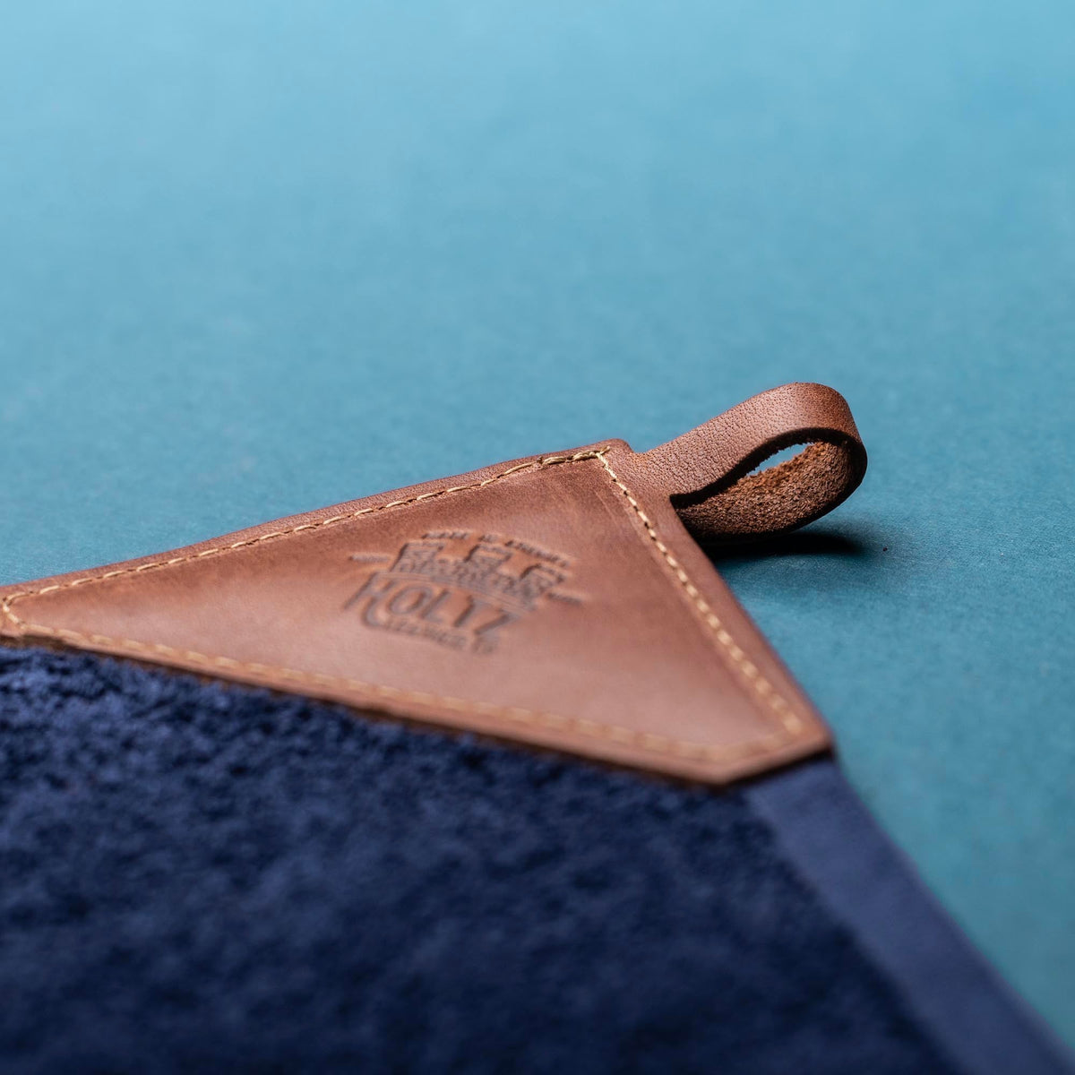 Your Logo + Our Leather - Personalized Fine Leather Tabbed Golf Towel with Magnet & Carabiner - Custom Logo and Corporate Gifting - Holtz Leather