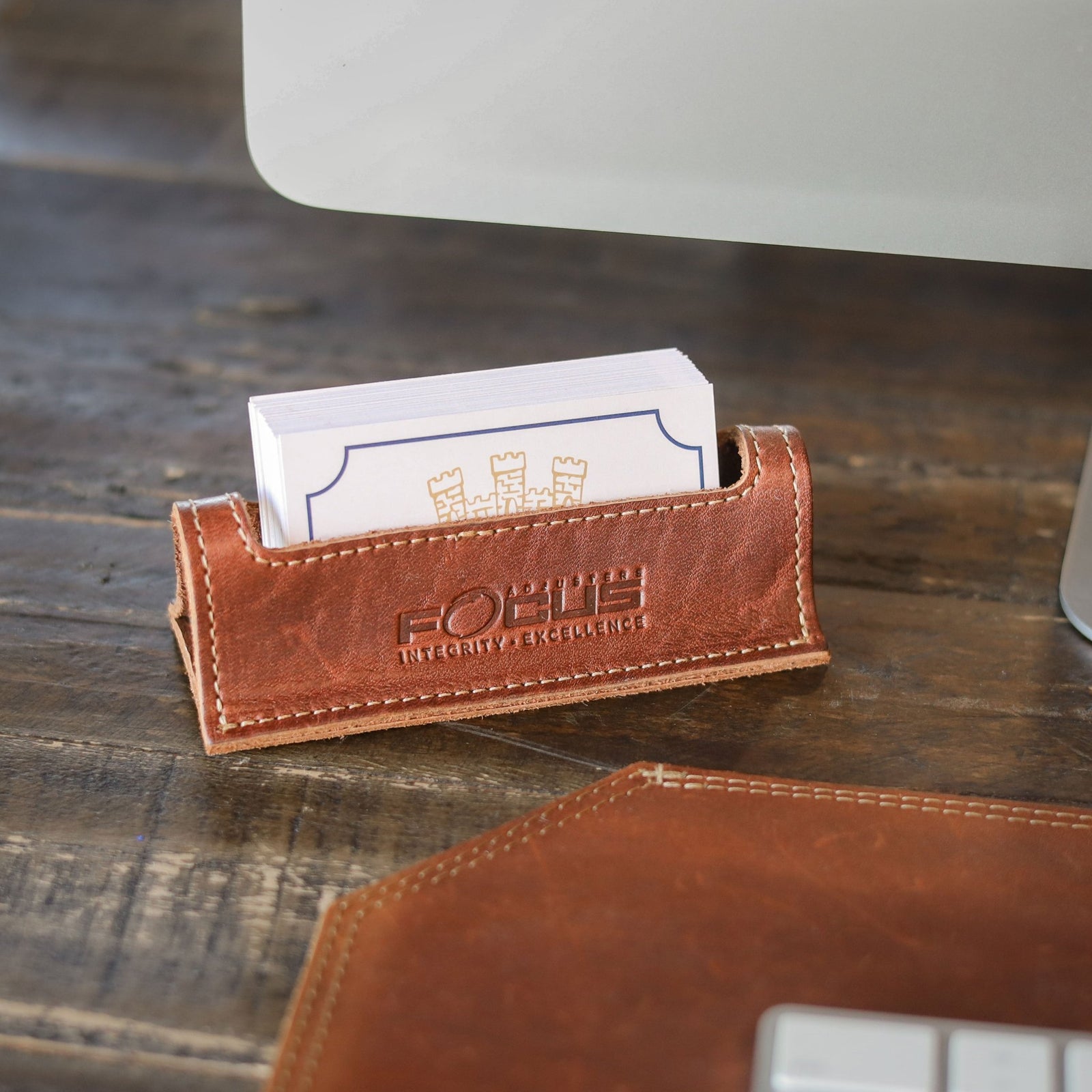 Your Logo + Our Leather - The Ambassador Personalized Fine Leather Business Card Holder - Custom Logo and Corporate Gifting - Holtz Leather