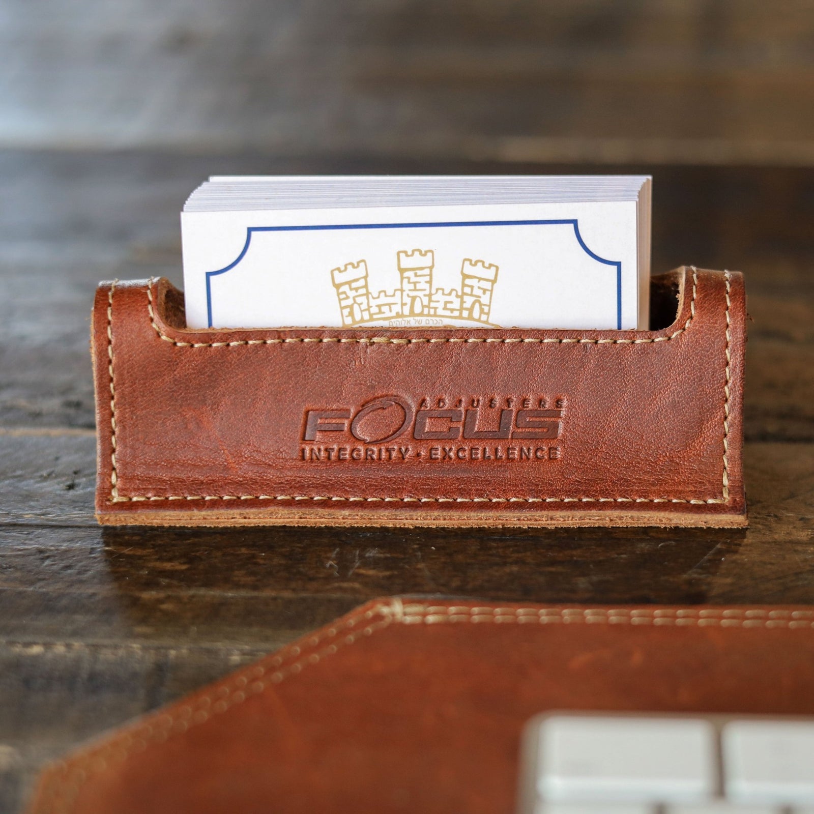 Your Logo + Our Leather - The Ambassador Personalized Fine Leather Business Card Holder - Custom Logo and Corporate Gifting - Holtz Leather