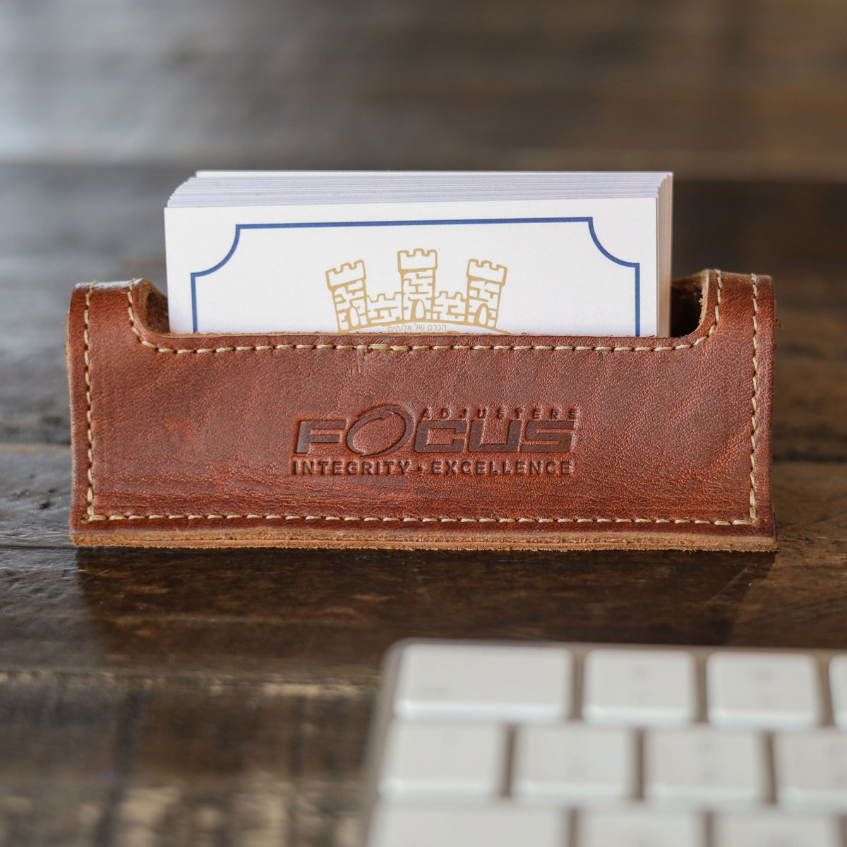 Your Logo + Our Leather - The Ambassador Personalized Fine Leather Business Card Holder - Custom Logo and Corporate Gifting - Holtz Leather