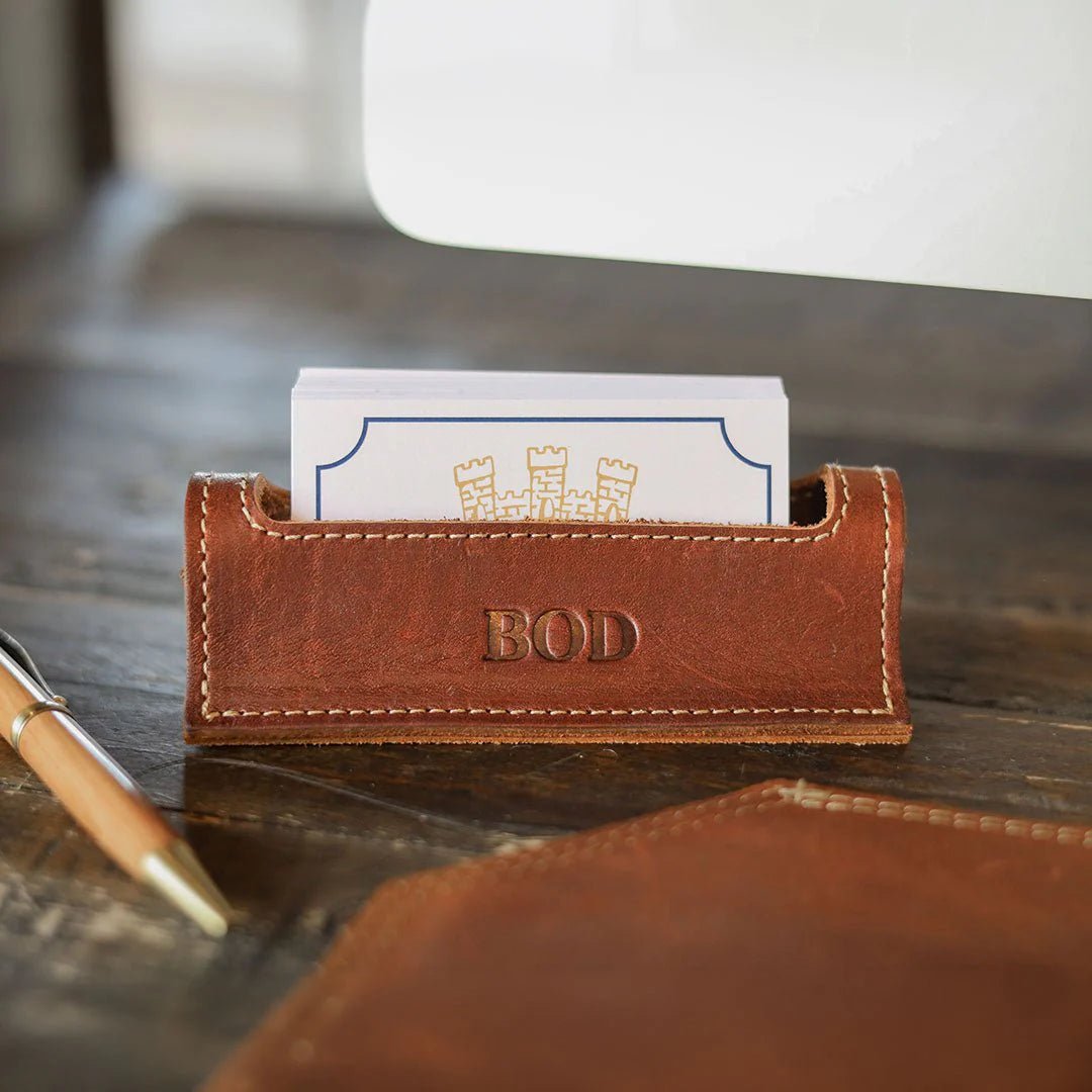 Your Logo + Our Leather - The Ambassador Personalized Fine Leather Business Card Holder - Custom Logo and Corporate Gifting - Holtz Leather