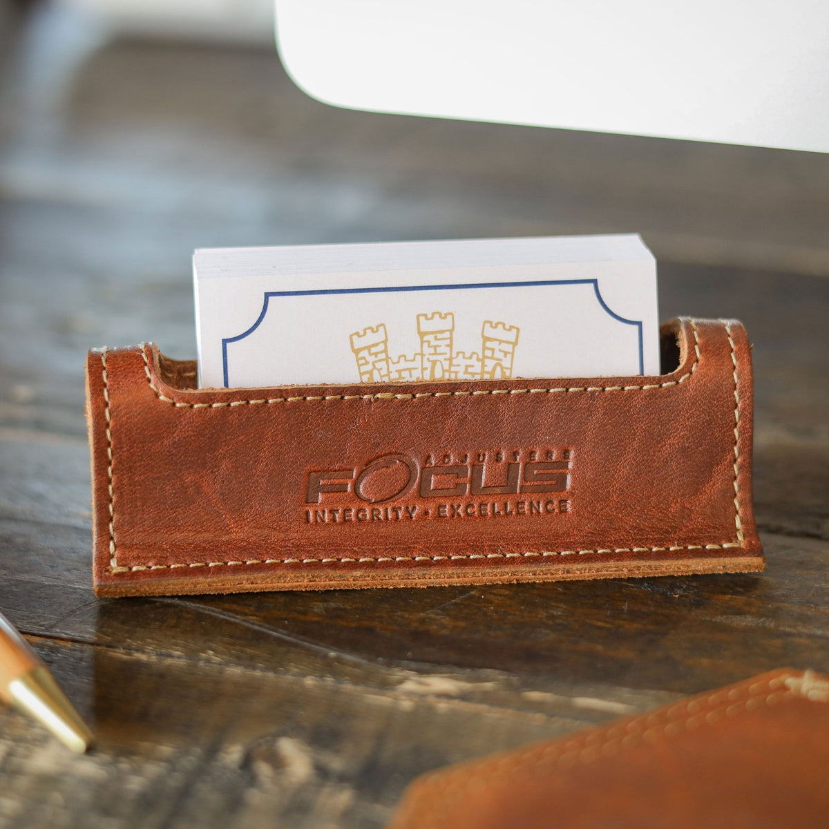Your Logo + Our Leather - The Ambassador Personalized Fine Leather Business Card Holder - Custom Logo and Corporate Gifting - Holtz Leather