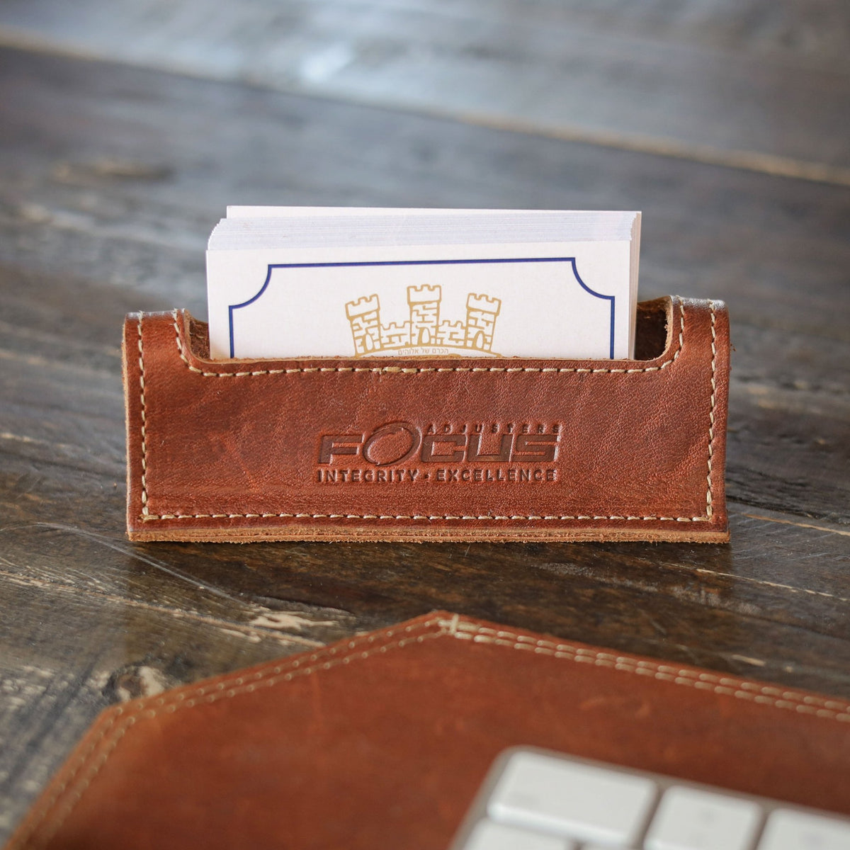 Your Logo + Our Leather - The Ambassador Personalized Fine Leather Business Card Holder - Custom Logo and Corporate Gifting - Holtz Leather