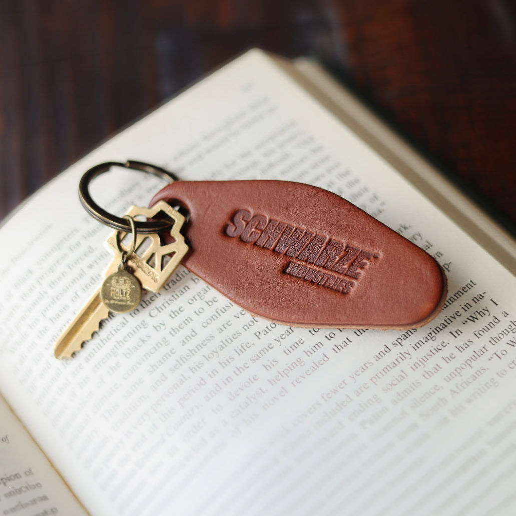 Your Logo + Our Leather - The Bellhop Fine Leather Hotel Key Ring - Custom Logo and Corporate Gifting