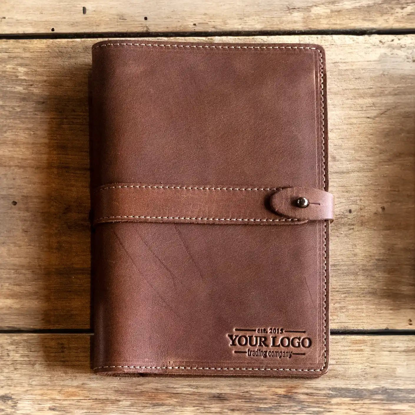 Your Logo + Our Leather - The Inventor Fine Leather A5 Moleskine Journal Diary - Custom Logo and Corporate Gifting - Holtz Leather