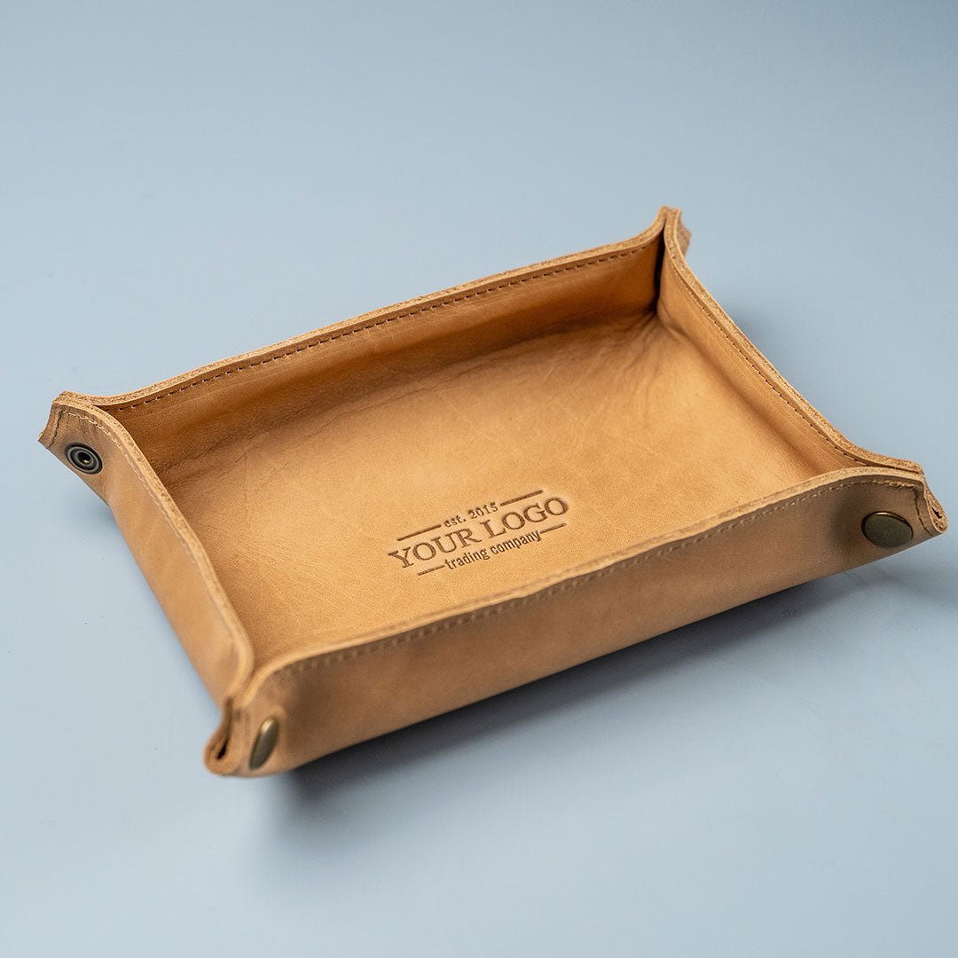 Your Logo + Our Leather - The Jetsetter - Personalized Full - Grain Leather Travel Caddy - Custom Logo and Corporate Gifting - Holtz Leather