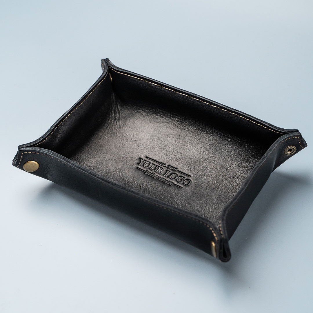 Your Logo + Our Leather - The Jetsetter - Personalized Full - Grain Leather Travel Caddy - Custom Logo and Corporate Gifting - Holtz Leather