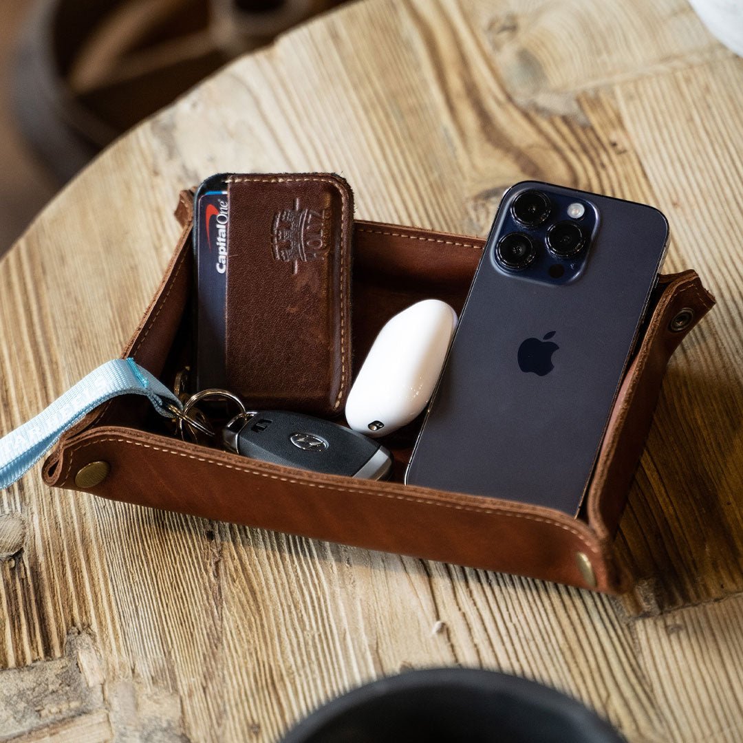 Your Logo + Our Leather - The Jetsetter - Personalized Full - Grain Leather Travel Caddy - Custom Logo and Corporate Gifting - Holtz Leather