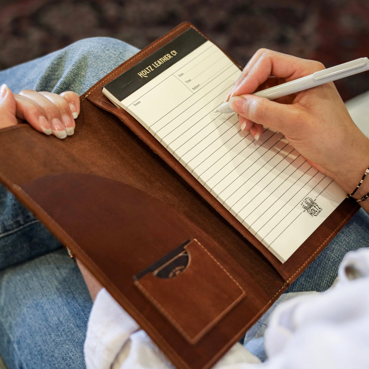 Your Logo + Our Leather - The Ledger Personalized Fine Leather A5 Legal Pad Notebook - Custom Logo and Corporate Gifting - Holtz Leather