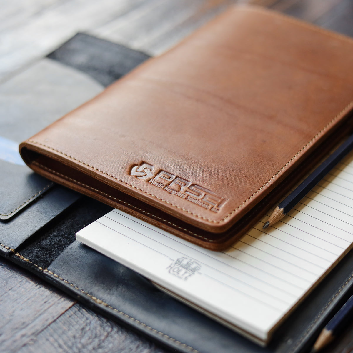 Your Logo + Our Leather - The Ledger Personalized Fine Leather A5 Legal Pad Notebook - Custom Logo and Corporate Gifting