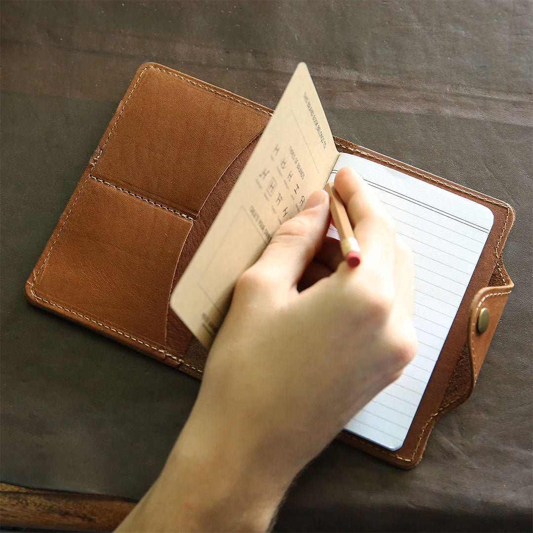 Your Logo + Our Leather - The Logbook Fine Leather Field Notes Notebook Wallet Pocketbook Cover - Custom Logo and Corporate Gifitng - Holtz Leather