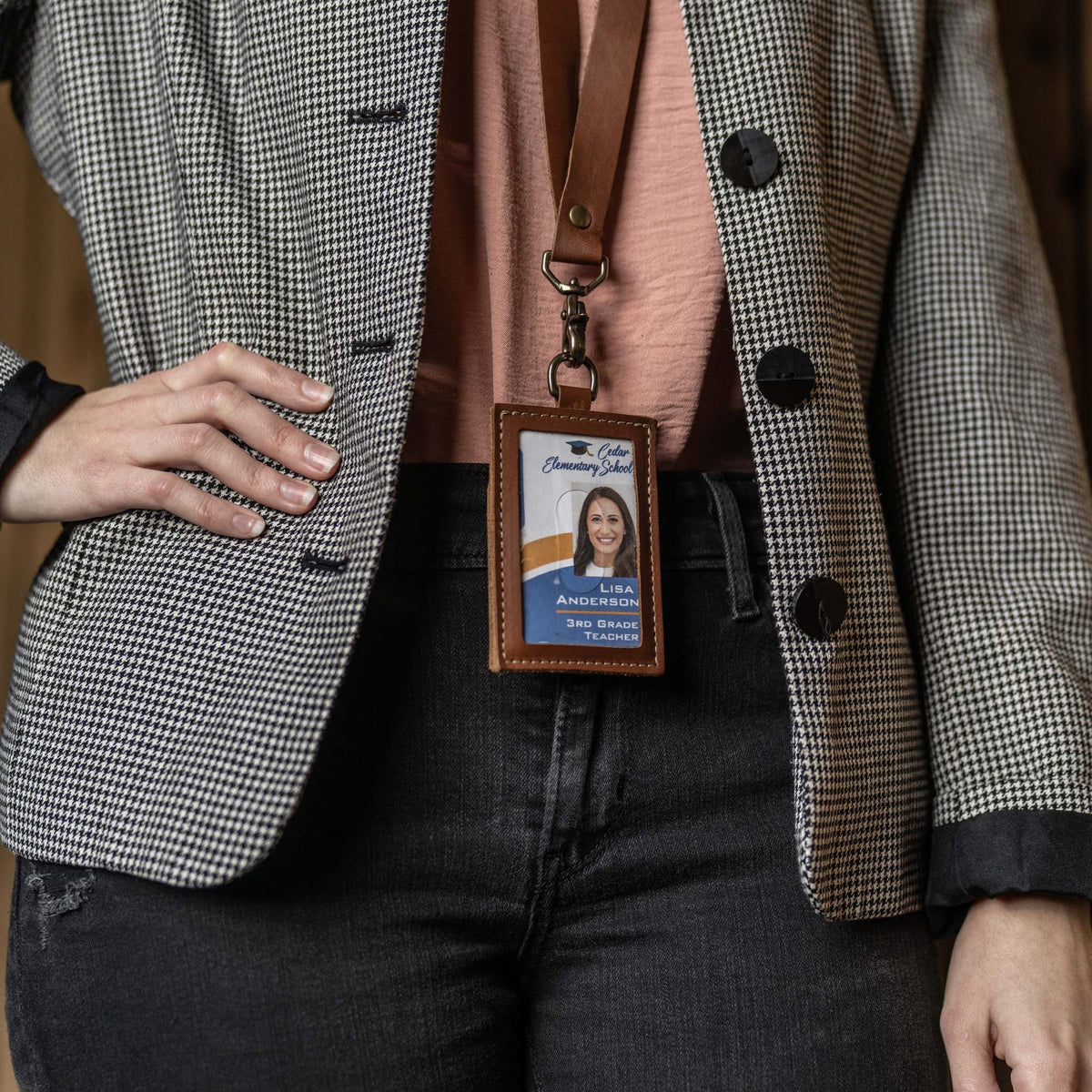 Your Logo + Our Leather - The Navigator ID Badge Holder for Lanyards - Holtz Leather