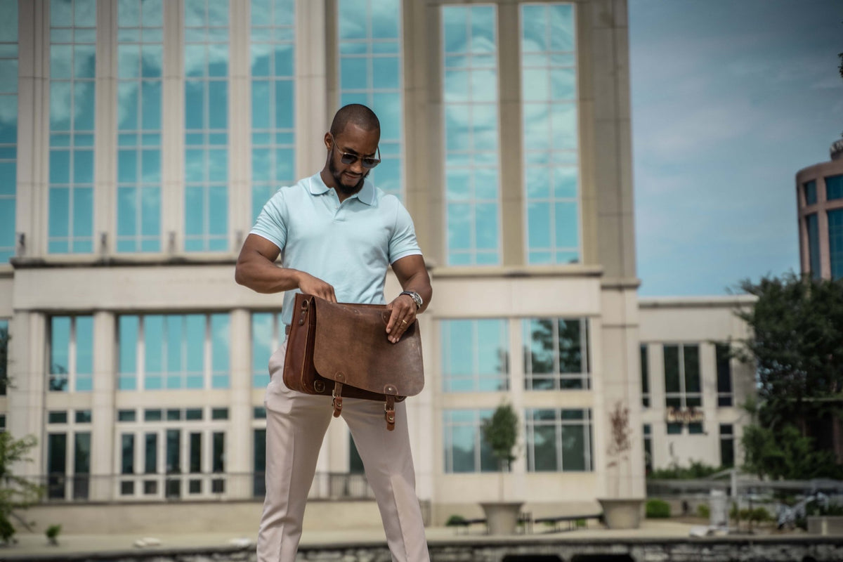 Your Logo + Our Leather - The No. 1860 EXPRESS - Fine Leather Messenger Bag & Briefcase - Custom Logo and Corporate Gifting - Holtz Leather
