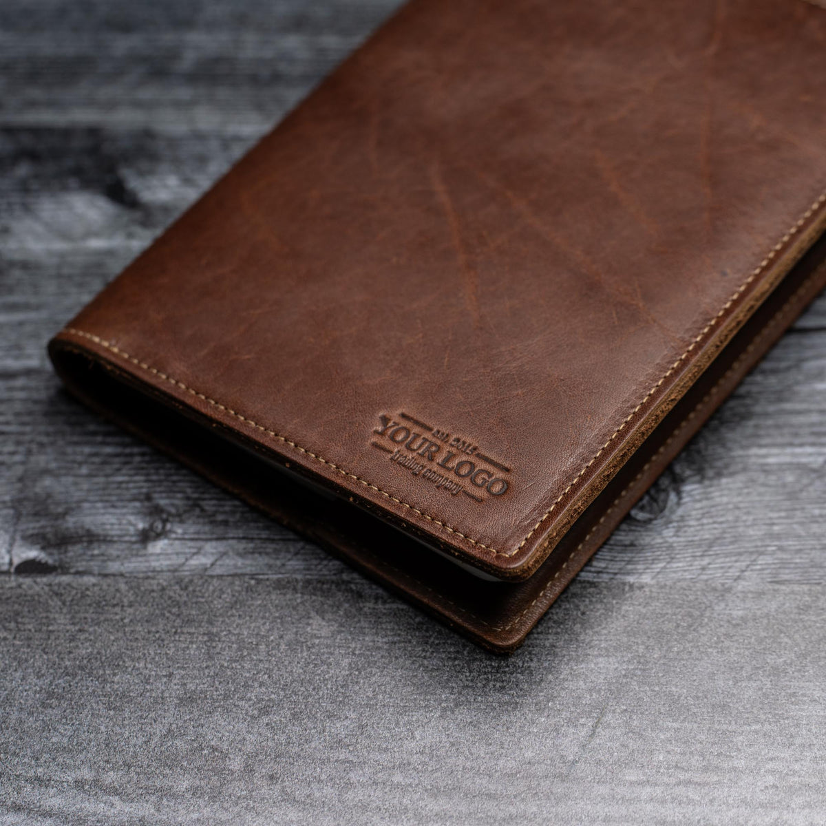 Your Logo + Our Leather - The Scholar - Personalized Leather Journal Cover - Custom Logo and Corporate Gifting - Holtz Leather