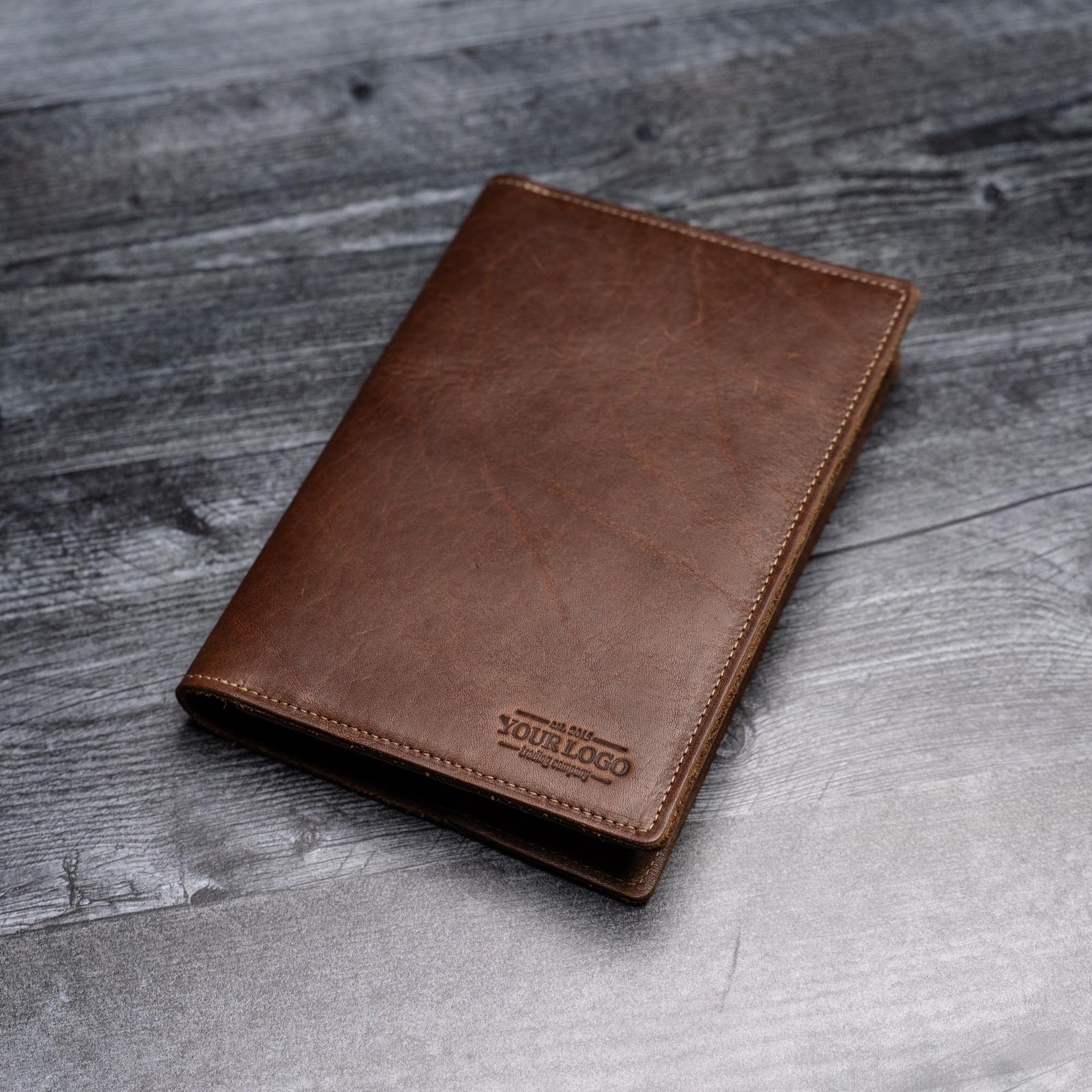 Your Logo + Our Leather - The Scholar - Personalized Leather Journal Cover - Custom Logo and Corporate Gifting - Holtz Leather