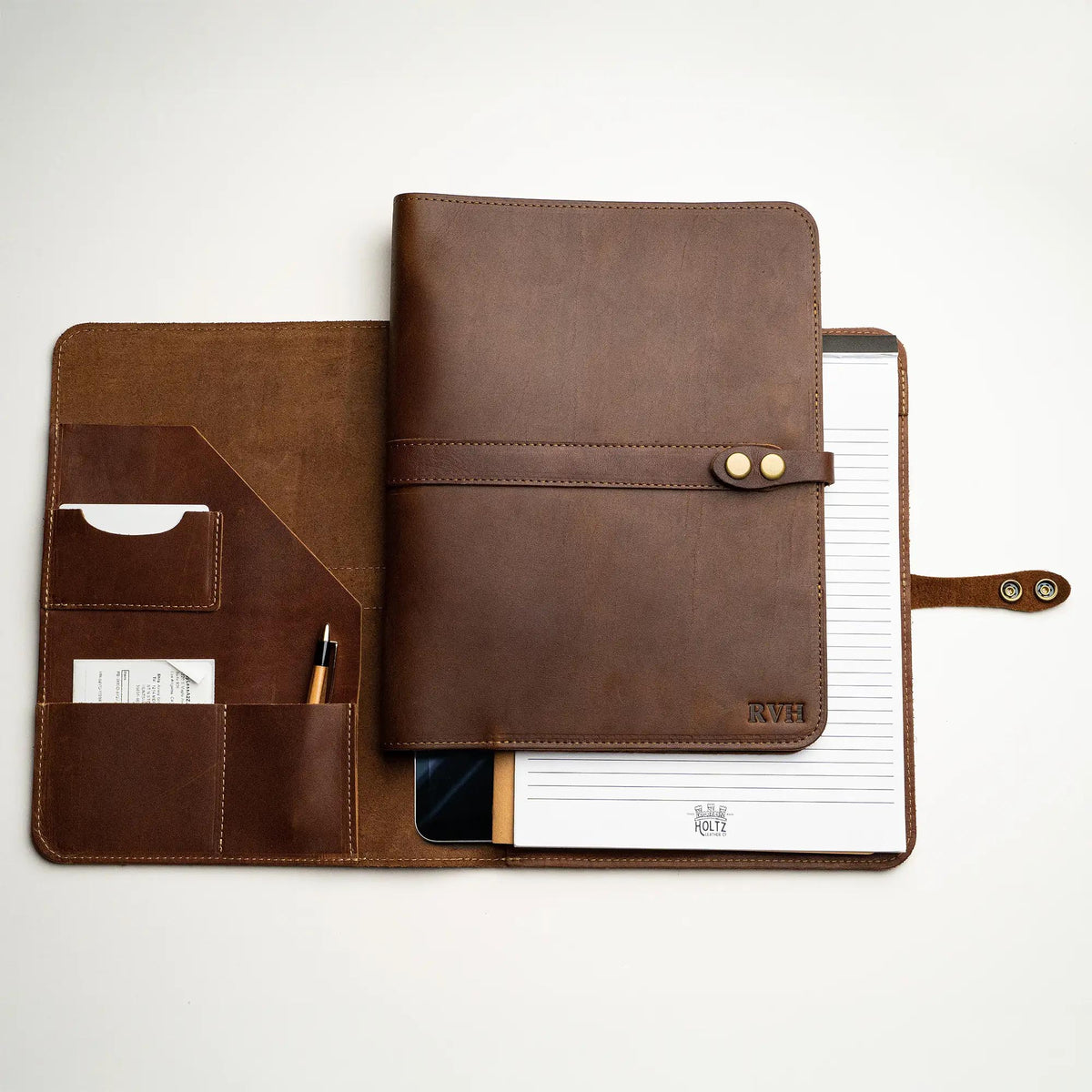 Your Logo + Our Leather - The Vanderbilt 2.0 Fine Leather Portfolio Padfolio - Custom Logo + Corporate Gifting - Holtz Leather
