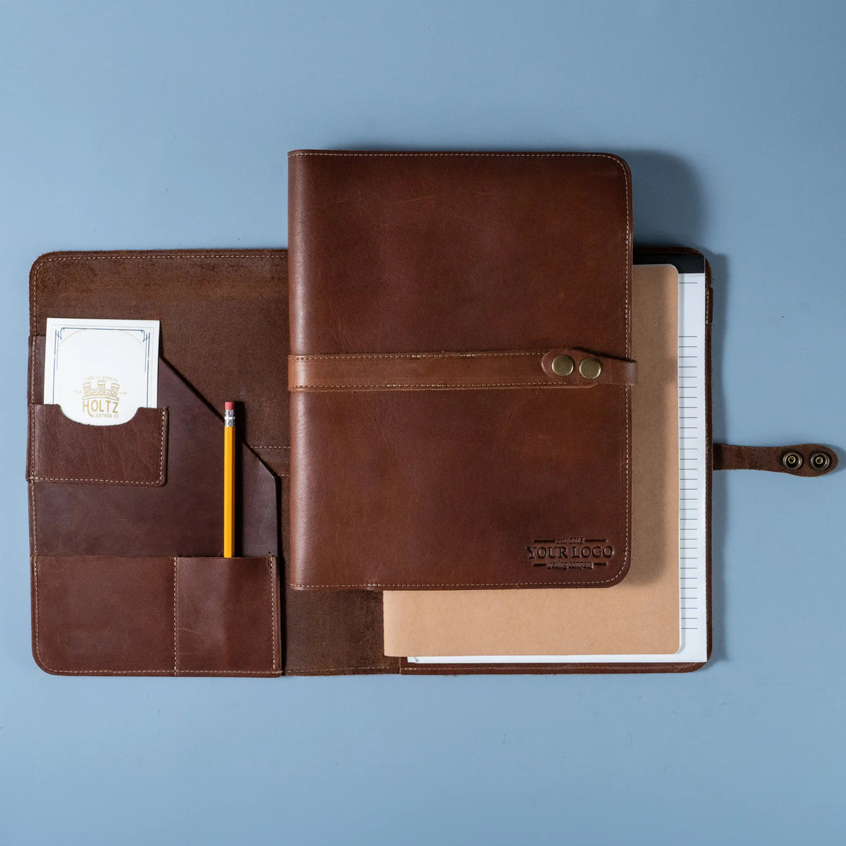 Your Logo + Our Leather - The Vanderbilt 2.0 Fine Leather Portfolio Padfolio - Custom Logo + Corporate Gifting - Holtz Leather