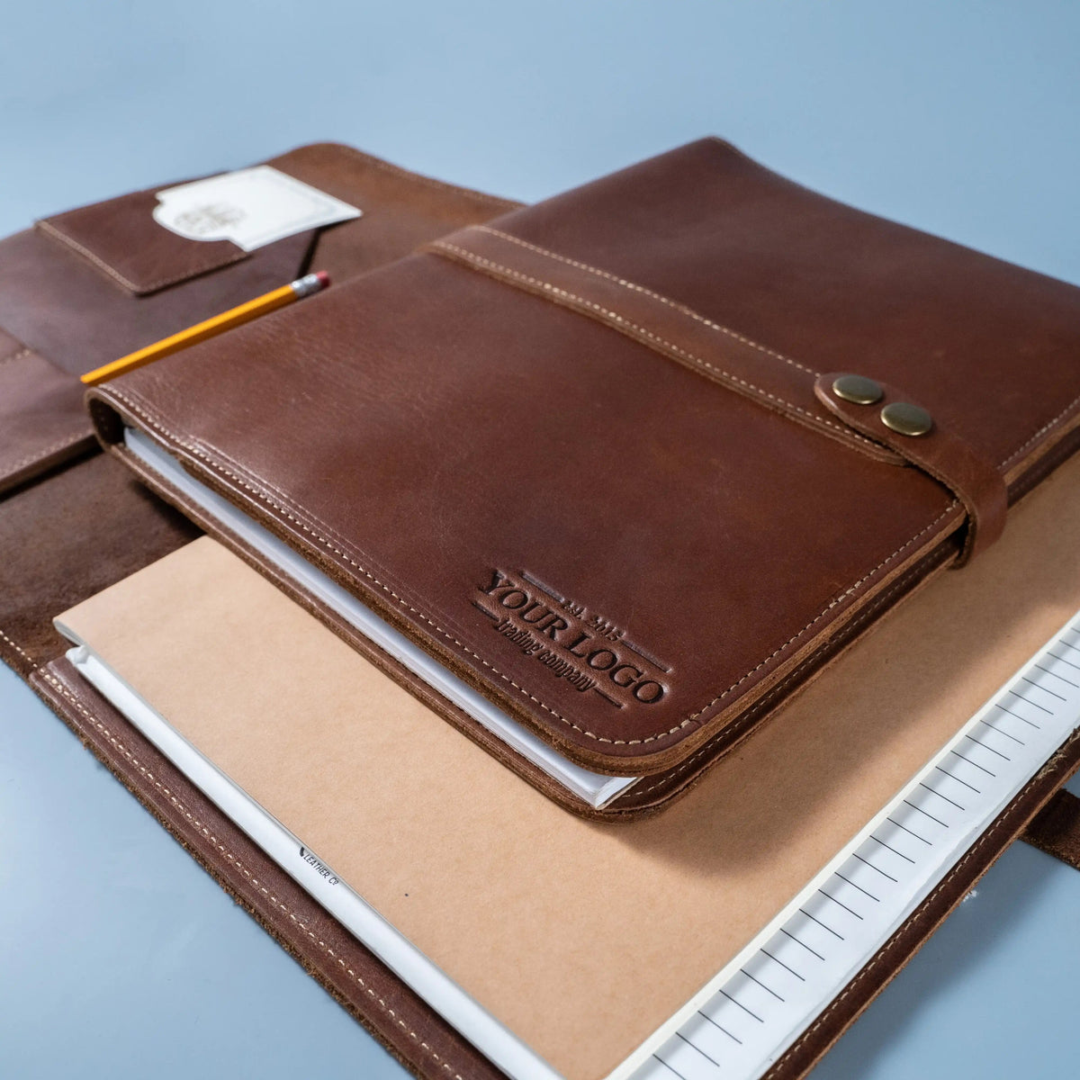 Your Logo + Our Leather - The Vanderbilt 2.0 Fine Leather Portfolio Padfolio - Custom Logo + Corporate Gifting - Holtz Leather