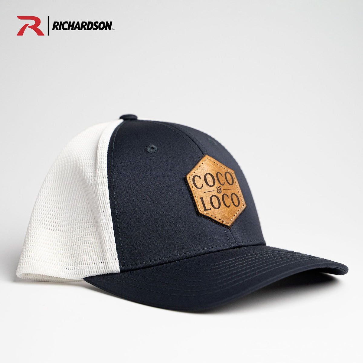 Richardson 174 Custom Performance Trucker Leather Patch Hat with YOUR LOGO
