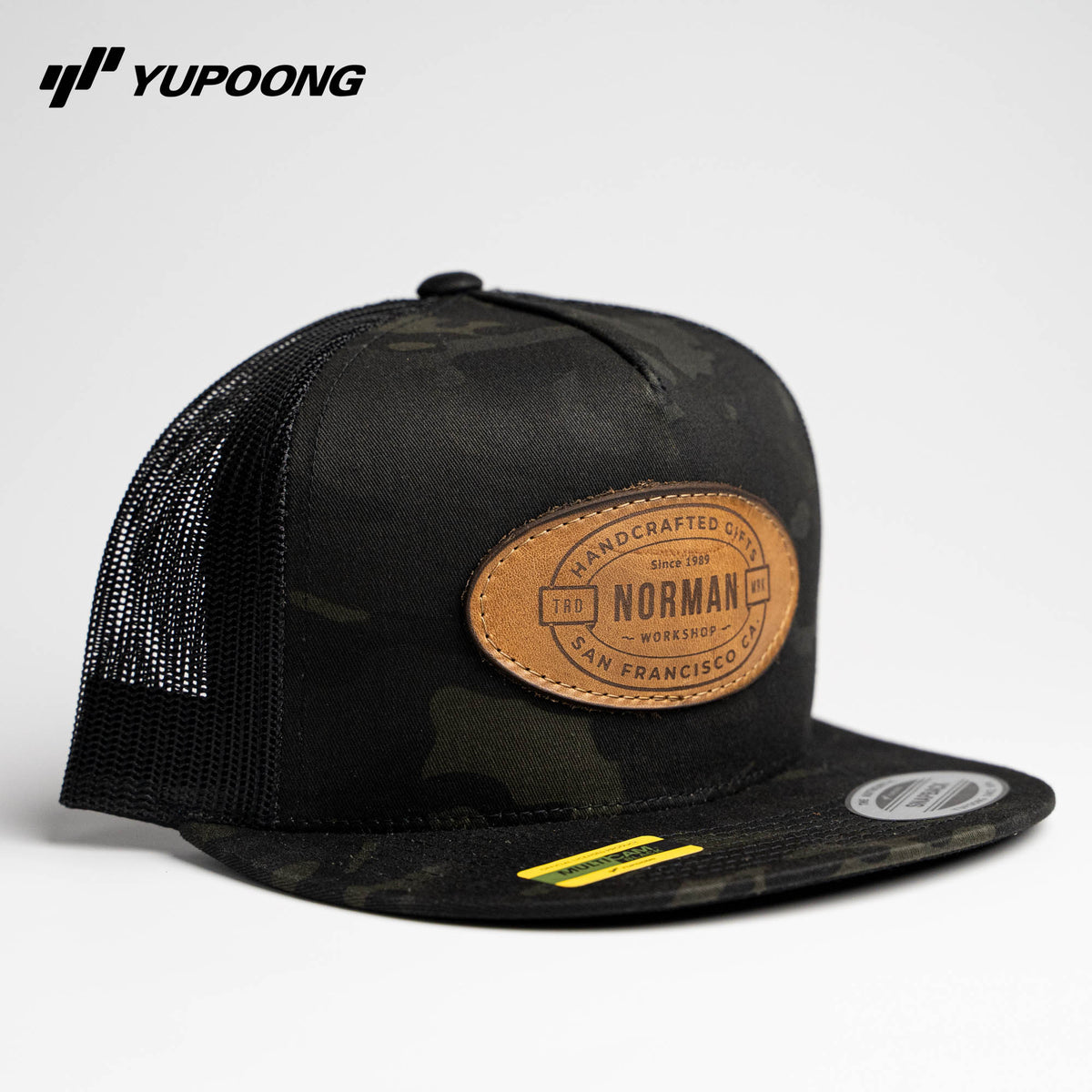Yupoong 6006MC Black Camo Custom Mesh Snapback Trucker Hat with YOUR LOGO