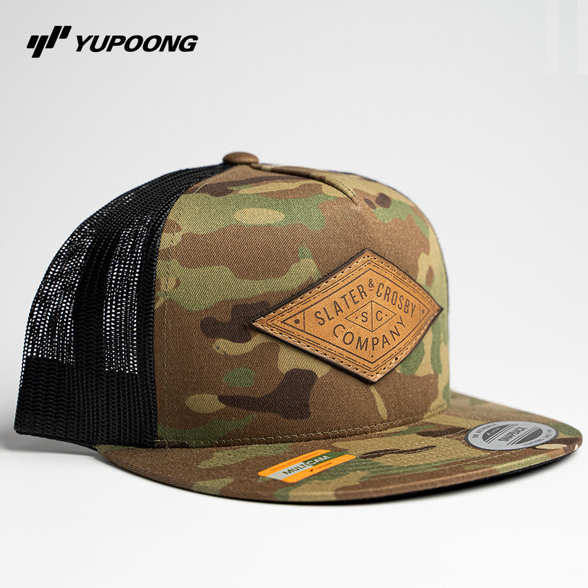 Yupoong 6006MC MultiCam Custom Mesh Snapback Trucker Hat with YOUR LOG -  Holtz Leather