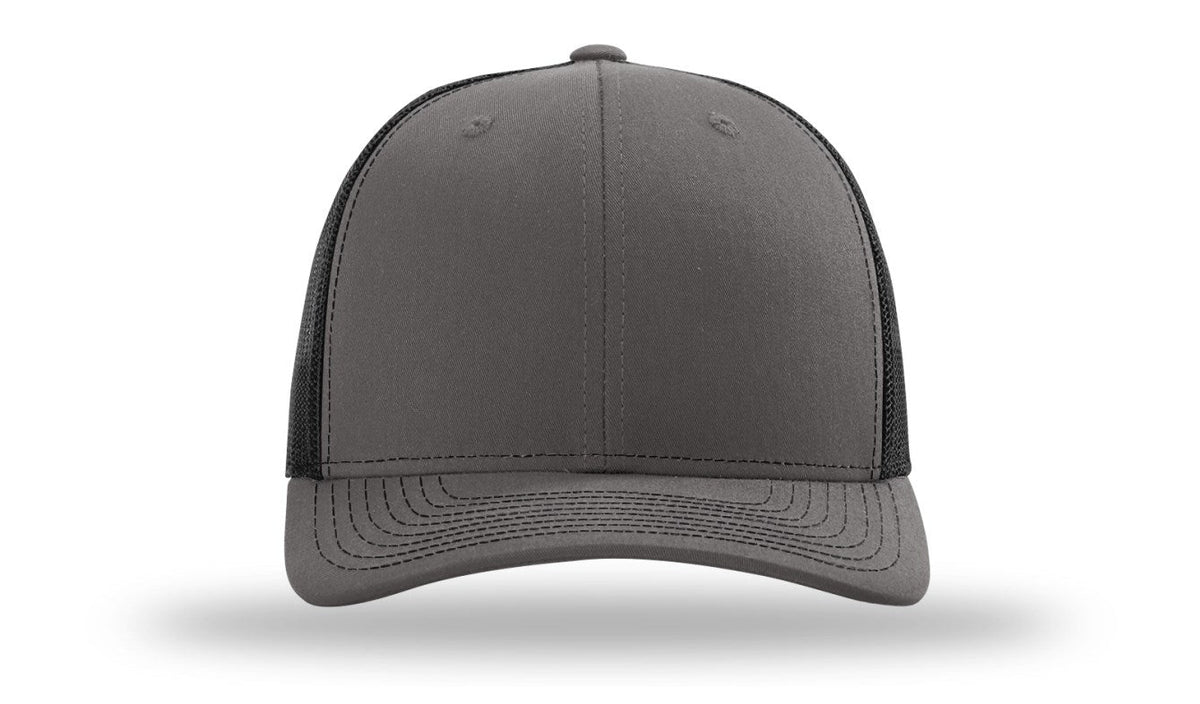 Custom Leather Hexagon Patch Hat - Charcoal/White