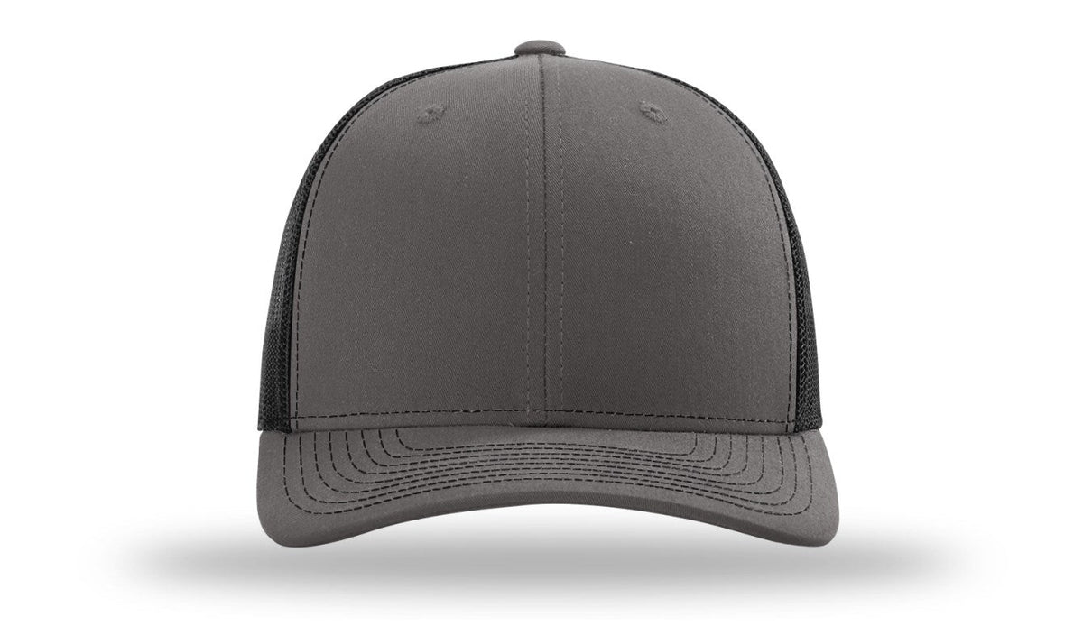 Custom Leather Patch Hat with Your Logo - Trucker Baseball Hats, Heather Gray/Navyat Holtz Leather