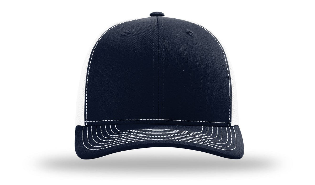 Richardson 112 Leather Patch Hats with Your Logo OSFM (One Size Fits Most) / Tri-Color Navy Blue/White (Heather Gray Bill)
