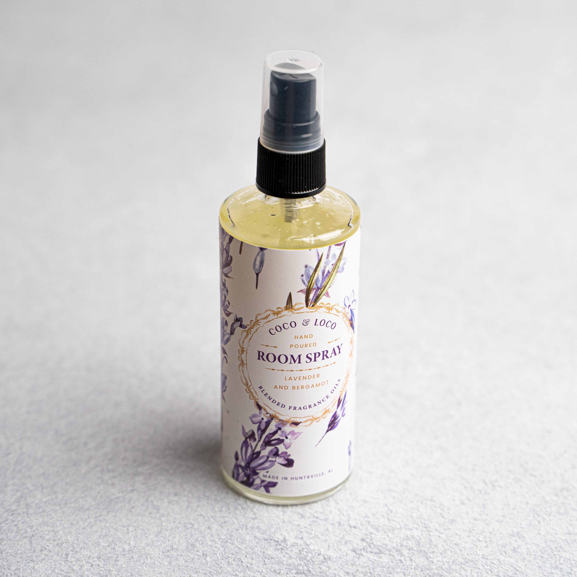 Lavender and Bergamot scented room spray by Coco & Loco at Holtz Leather Co