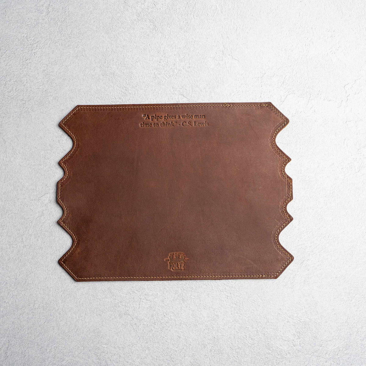 Fine leather pipe smoking mat with personalization