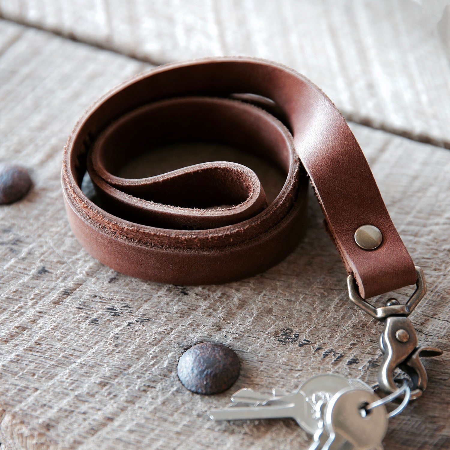 Leather lanyard clearance keychain