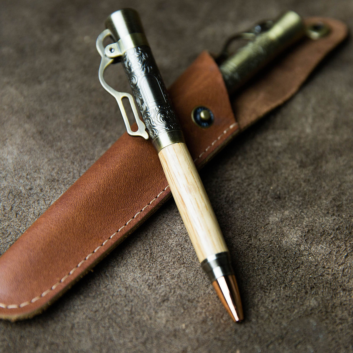 The Cowboy Lever Action Hand Turned Whiskey Barrel Pen + Pen Sleeve