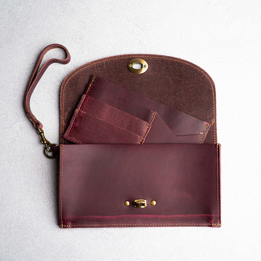 The Betty Jean Women’s Fine Leather Envelope Clutch Pocketbook Wallet With Optional Insert