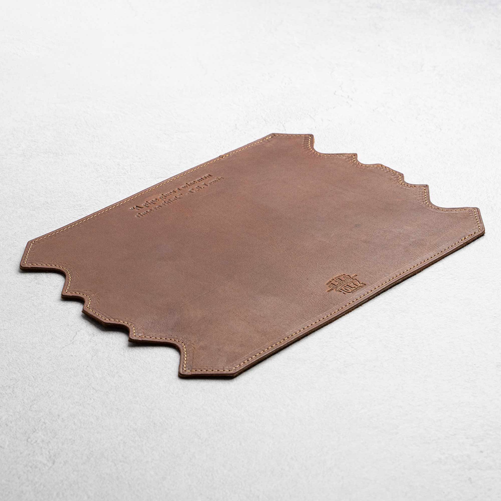 Fine leather pipe smoking mat with personalization
