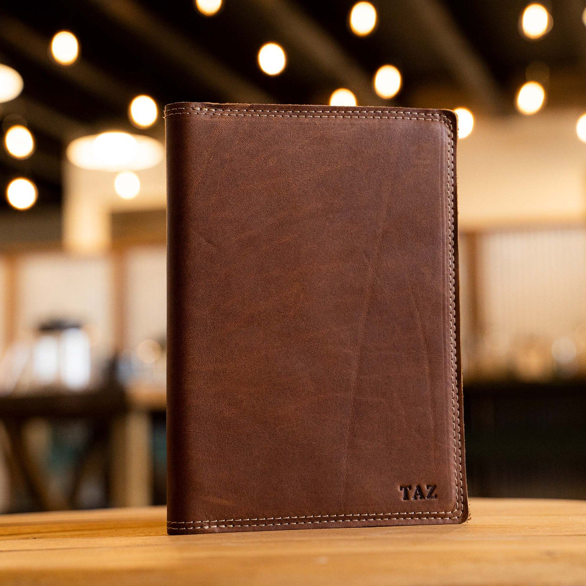 Full-grain leather cowhide journal with initials